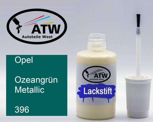 Opel, Ozeangrün Metallic, 396: 20ml Lackstift, von ATW Autoteile West.